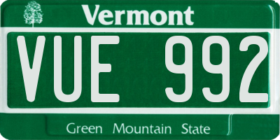 VT license plate VUE992