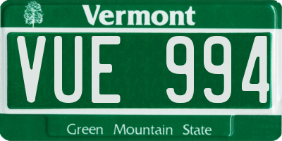 VT license plate VUE994