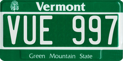 VT license plate VUE997