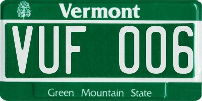 VT license plate VUF006