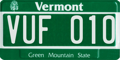 VT license plate VUF010