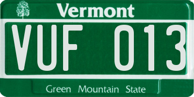VT license plate VUF013