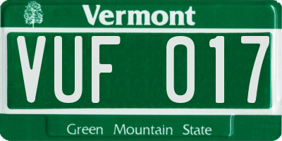 VT license plate VUF017
