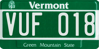 VT license plate VUF018