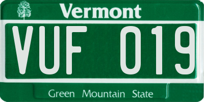 VT license plate VUF019