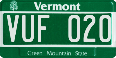 VT license plate VUF020