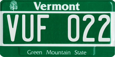 VT license plate VUF022