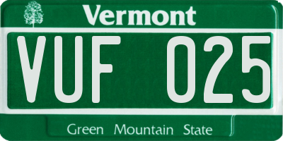 VT license plate VUF025