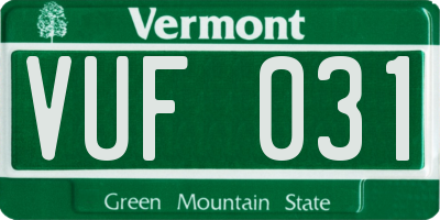 VT license plate VUF031