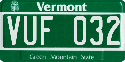 VT license plate VUF032