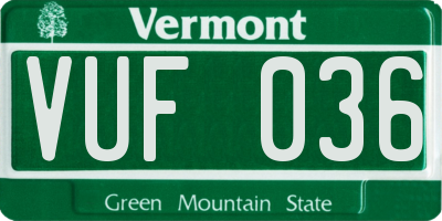 VT license plate VUF036