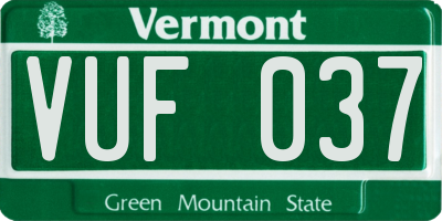 VT license plate VUF037