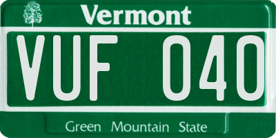 VT license plate VUF040