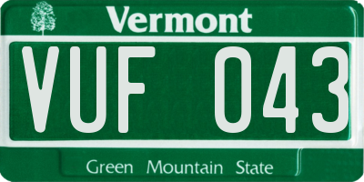 VT license plate VUF043