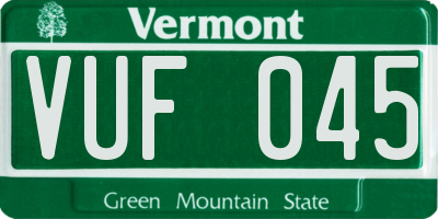 VT license plate VUF045