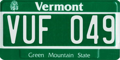 VT license plate VUF049