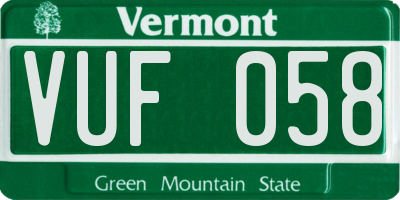 VT license plate VUF058