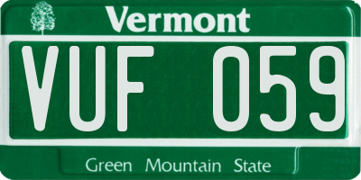 VT license plate VUF059