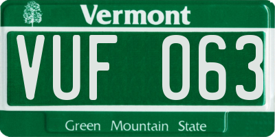 VT license plate VUF063