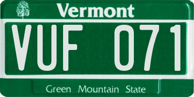 VT license plate VUF071