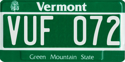 VT license plate VUF072