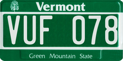 VT license plate VUF078