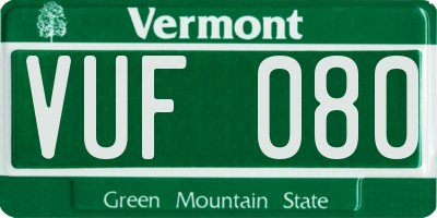 VT license plate VUF080