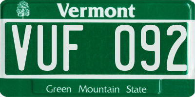 VT license plate VUF092