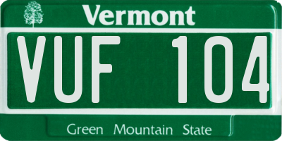 VT license plate VUF104