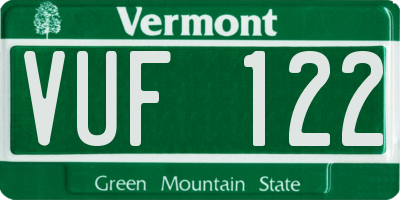VT license plate VUF122