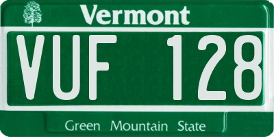 VT license plate VUF128