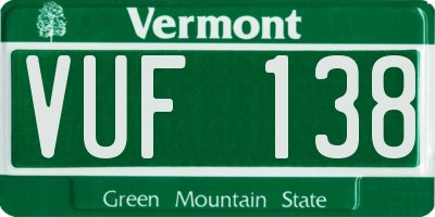 VT license plate VUF138