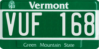VT license plate VUF168