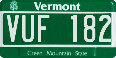 VT license plate VUF182