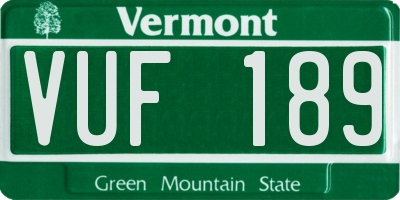 VT license plate VUF189