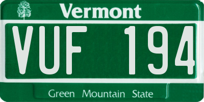 VT license plate VUF194