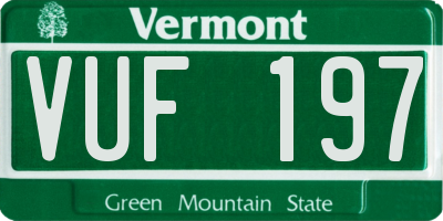 VT license plate VUF197