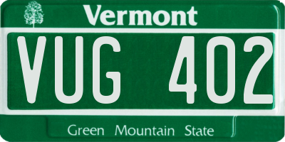 VT license plate VUG402