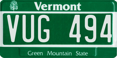VT license plate VUG494