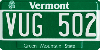 VT license plate VUG502