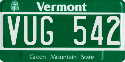 VT license plate VUG542