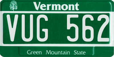 VT license plate VUG562