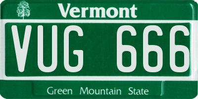 VT license plate VUG666