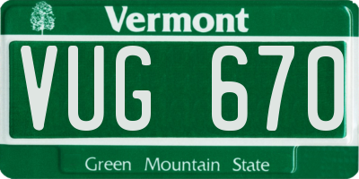VT license plate VUG670