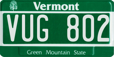 VT license plate VUG802