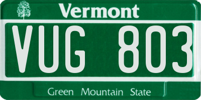 VT license plate VUG803