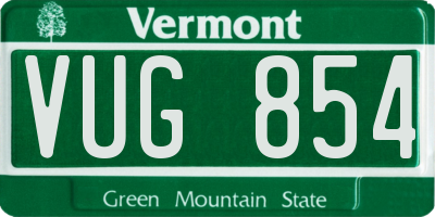 VT license plate VUG854