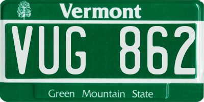 VT license plate VUG862
