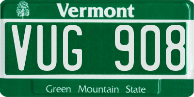 VT license plate VUG908