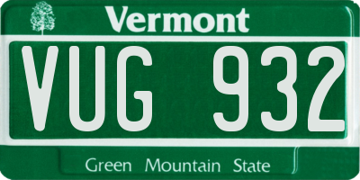 VT license plate VUG932